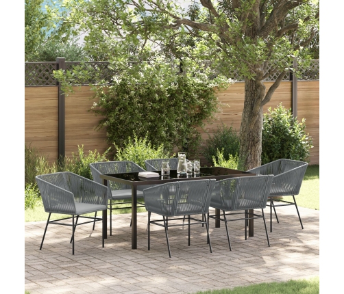Set de Comedor de Jardín  de 2 Piezas con Cojines Gris Poliratán