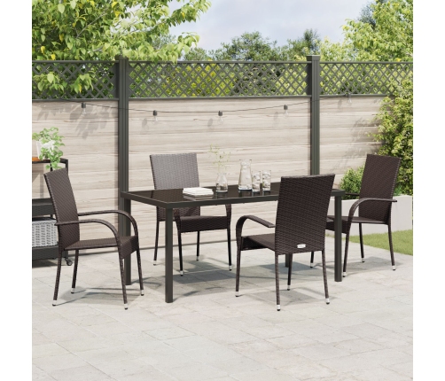 Set de comedor de jardín de 5 piezas Marrón Poliratán