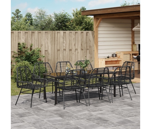 Set de Comedor de Jardín de 9 Piezas Negro Poliratán