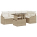 Conjunto de Sofá de Jardín  6 Piezas Beige Ratán