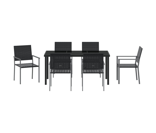 Set de 4 Negro Poliratán, acero con recubrimiento en polvo
