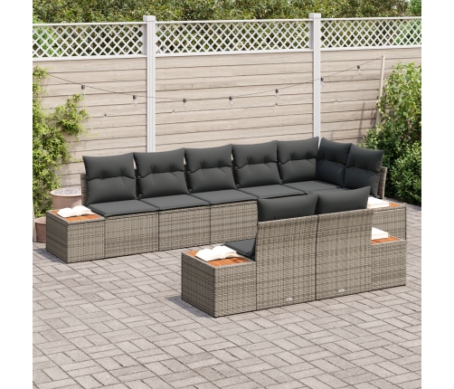 Conjunto de Sofás de Jardín de 8 Piezas con Cojines Ratán Gris Acacia