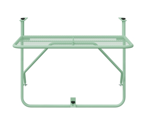 Mesa Colgante Plegable de Balcón - Verde Menta, 60x40 cm, Acero