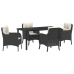 Conjunto de Comedor de Jardín de 5 Piezas con Cojines Poliratán Negro