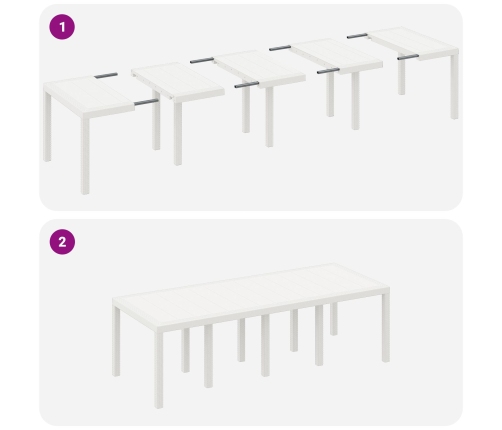 Juego de Comedor de Jardín Conjunto de 9 Blanco Poliratán