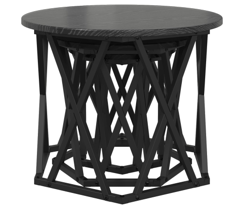 Mesas Laterales Apilables  3 pcs Negro Madera de Roble Ingenierizada