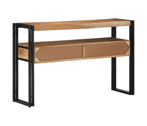 Mesas Auxiliares  Negras 120x33x75 cm de Madera Maciza de Acacia y Metal