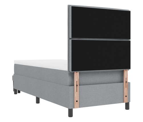 Cama con Box Spring  con Colchón y Banco Gris Claro 90x200 cm Tela