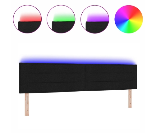 cabecero LED  Diseño de Líneas Negro 200 cm Tela