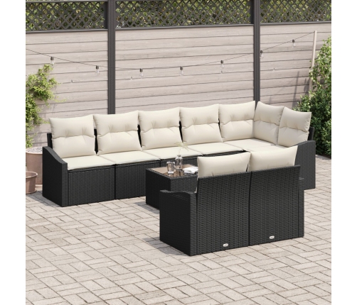 Conjunto de Sofá Jardín  Set de 9 Negro, Crema Ratan Polimérico