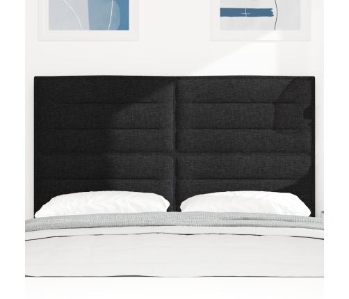 Cabecera  diseño de líneas LED negra 160 cm tela