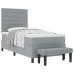 Cama Base  con Colchón y Banco Gris Claro 100x200 cm Tela