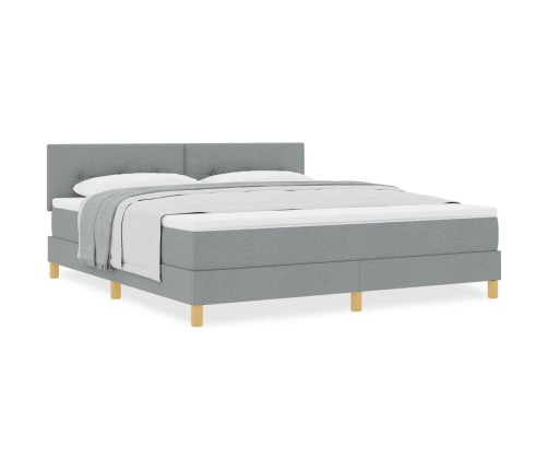 Cama de Somier con Colchón Gris Claro 180x200 cm Tela