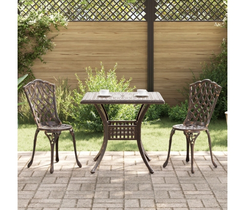 Juego de Bistro de Jardín de 3 Piezas de Aluminio Fundido Color Bronce