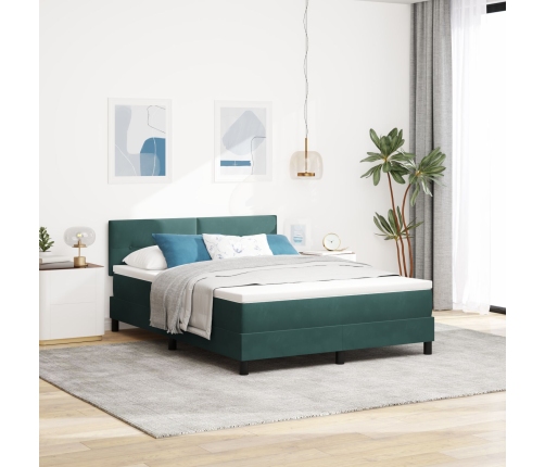 Cama Box Spring  con colchón Verde Oscuro 140x200 cm Terciopelo