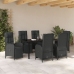 Juego de Comedor de Jardín de 7 Piezas con Cojines de Poliratán Negro