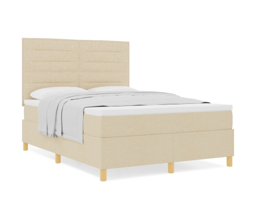Cama con Somier y Colchón Crema 140x200 cm Tela