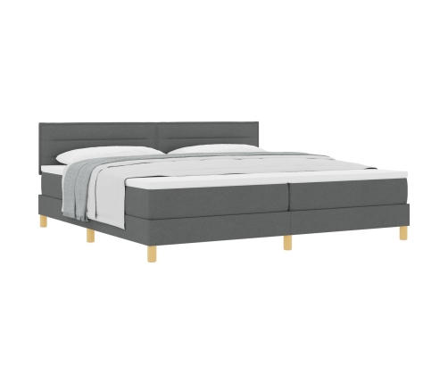 Cama Box Spring  con Colchón Gris Oscuro 200x200 cm Tela