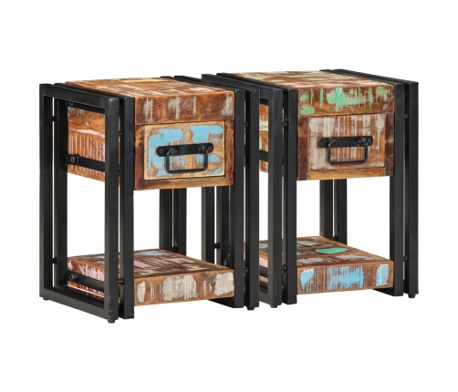 Mesitas de Noche  2 pcs 40x40x40 cm de Madera Maciza Recuperada