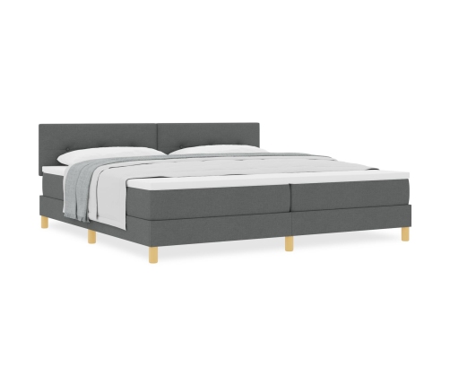 Cama con Base de Muelles con Colchón Gris Oscuro 200x200 cm Tela