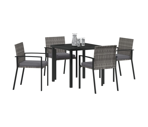Juego de Comedor de Jardín de 5 Piezas Gris Poliratán