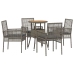 Conjunto de Muebles de Comedor  Conjunto de 5 Gris Ratán, Vidrio