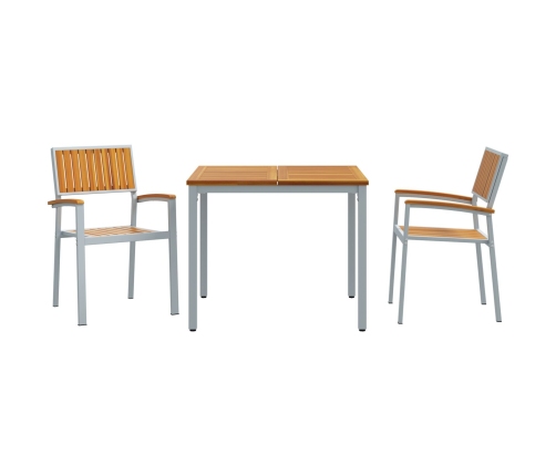 Set de Comedor de Jardín Set de 3 Gris, Tono Madera Metal, Madera