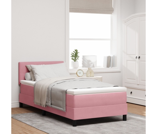 Cama con sommier y colchón  Rosa 120x200 cm Terciopelo
