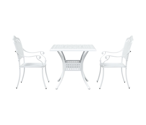 Conjunto de Bistro de Jardín de 3 Piezas  Blanco de Aluminio Fondido