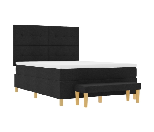 Cama con somier y colchón negro 140x200 cm tela