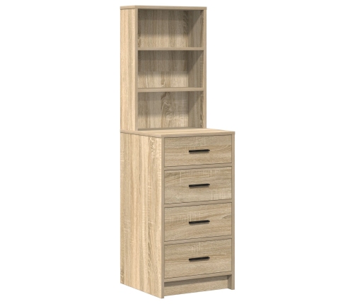 Conjunto de Mesa de Tocador de 2 Piezas con LED de Madera Elaborada en Roble Sonoma
