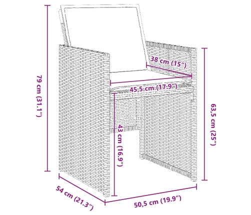 Conjunto de Comedor de Jardín  de 5 Piezas con Cojines Ratán Poli Beige