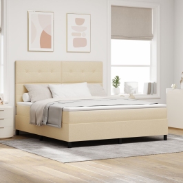 Cama Box Spring con Colchón Crema Super King Tela