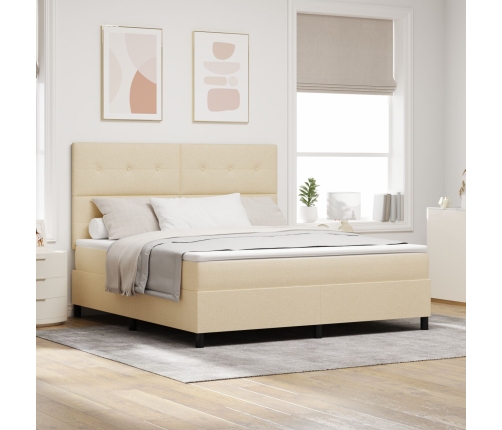 Cama Box Spring con Colchón Crema Super King Tela