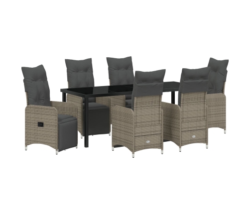 Conjunto de comedor de jardín de 7 piezas con cojines beige de poliratán.