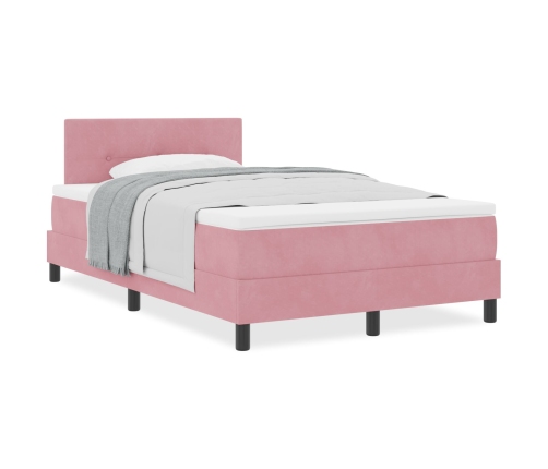 Cama con sommier y colchón  Rosa 120x200 cm Terciopelo