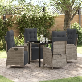 Set de Comedor de Jardín de 5 Piezas Gris Ratán PE
