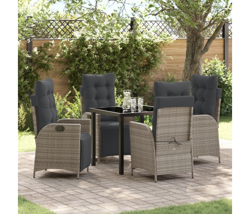 Set de Comedor de Jardín de 5 Piezas Gris Ratán PE