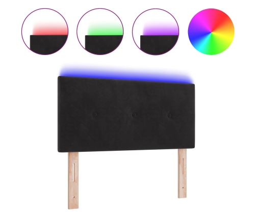 Cabecera LED  con botones tapizada en terciopelo negra de 90 cm