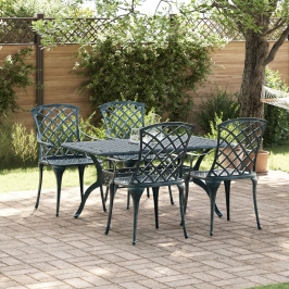 Sillas de Jardín apilables  4 piezas Verde de Aluminio Fundido