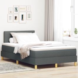 Cama Box Spring  con Colchón Gris Oscuro 120x200 cm Tela