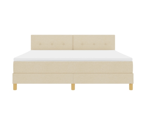 Cama con Box Spring  con Colchón Crema 180x200 cm Tela