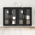 Gabinete Montado en la Pared Set de 2 Roble Negro Madera, Vidrio