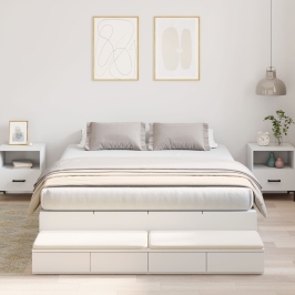 Marco de Cama de Almacenamiento  Blanco Madera Elaborada