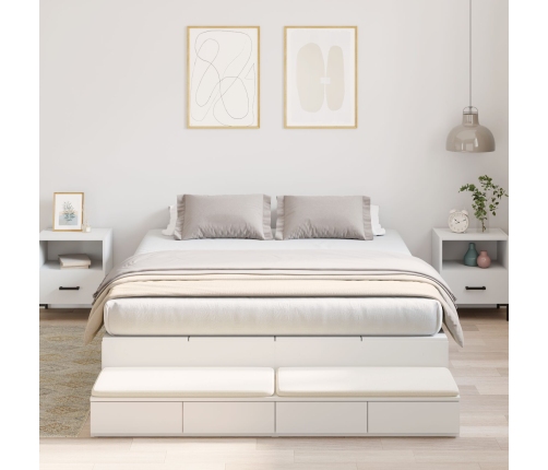 Marco de Cama de Almacenamiento  Blanco Madera Elaborada
