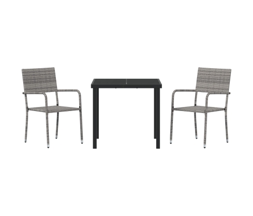 Set de Comedor de Jardín  de 3 Piezas Gris Poliratán