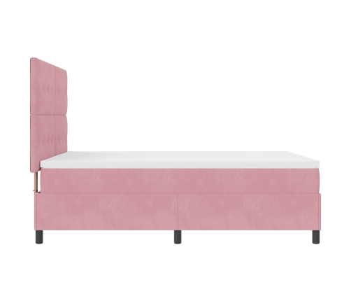 Cama Box Spring  con colchón Rosa 140x190 cm Terciopelo