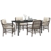 Conjunto de Comedor de Jardín de 5 Piezas con Cojines Marrón Poliratán