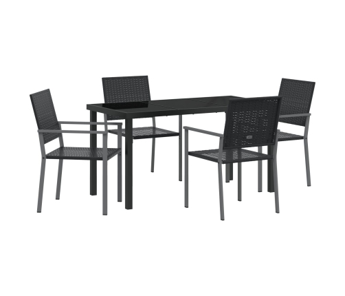 Set de 3 Negro Ratán PE y acero recubierto de polvo 54x62.5x89 cm