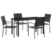 Set de 3 Negro Ratán PE y acero recubierto de polvo 54x62.5x89 cm